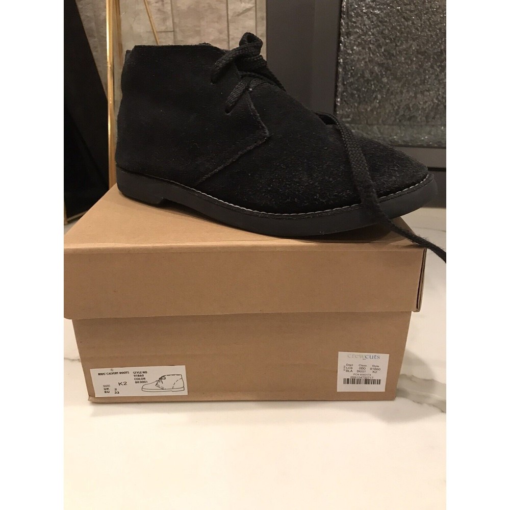 J Crew Crewcuts Boys' Suede Leather Calvert Boots K2  Big Kids Black